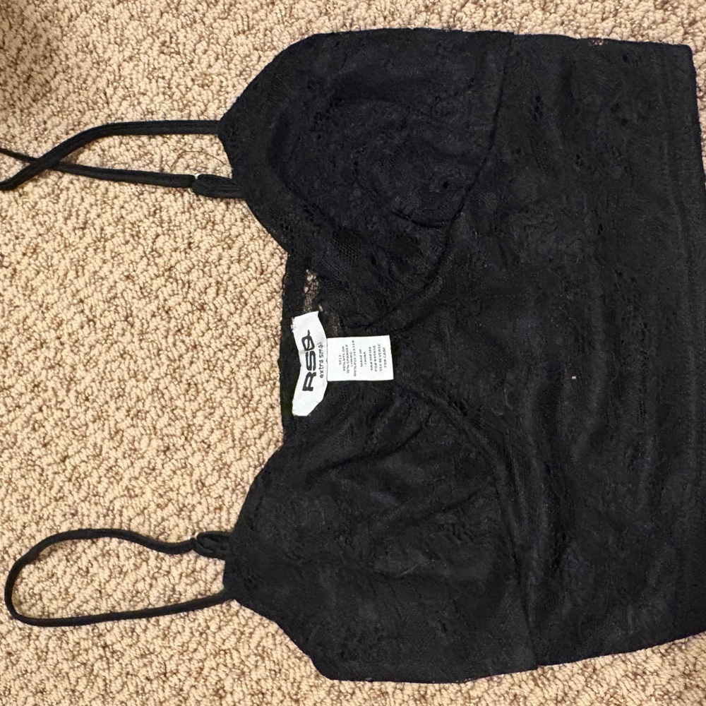 RSQ Black Lace Crop Top